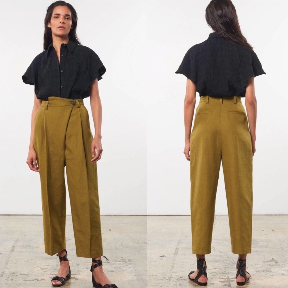Mara Hoffman Almeria Linen Pant in Olive Green 2 - Picture 4 of 7
